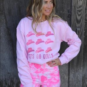 “Let’s Go Girls” Graphic Boutique Sweatshirt-Pink